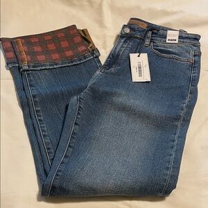Judy Blue High Rise Blue Jeans with Plaid Cuff